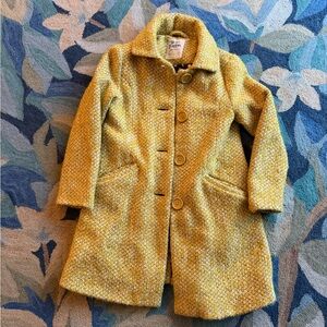 Mini Boden Yellow Tweed Pea Coat